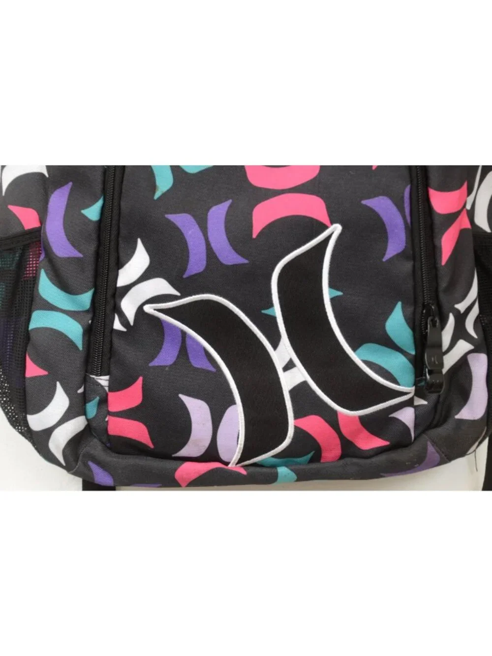 Hurley Colorful Backpack Book‎ Bag Black Multi-Color Logo/Graphic Daypack